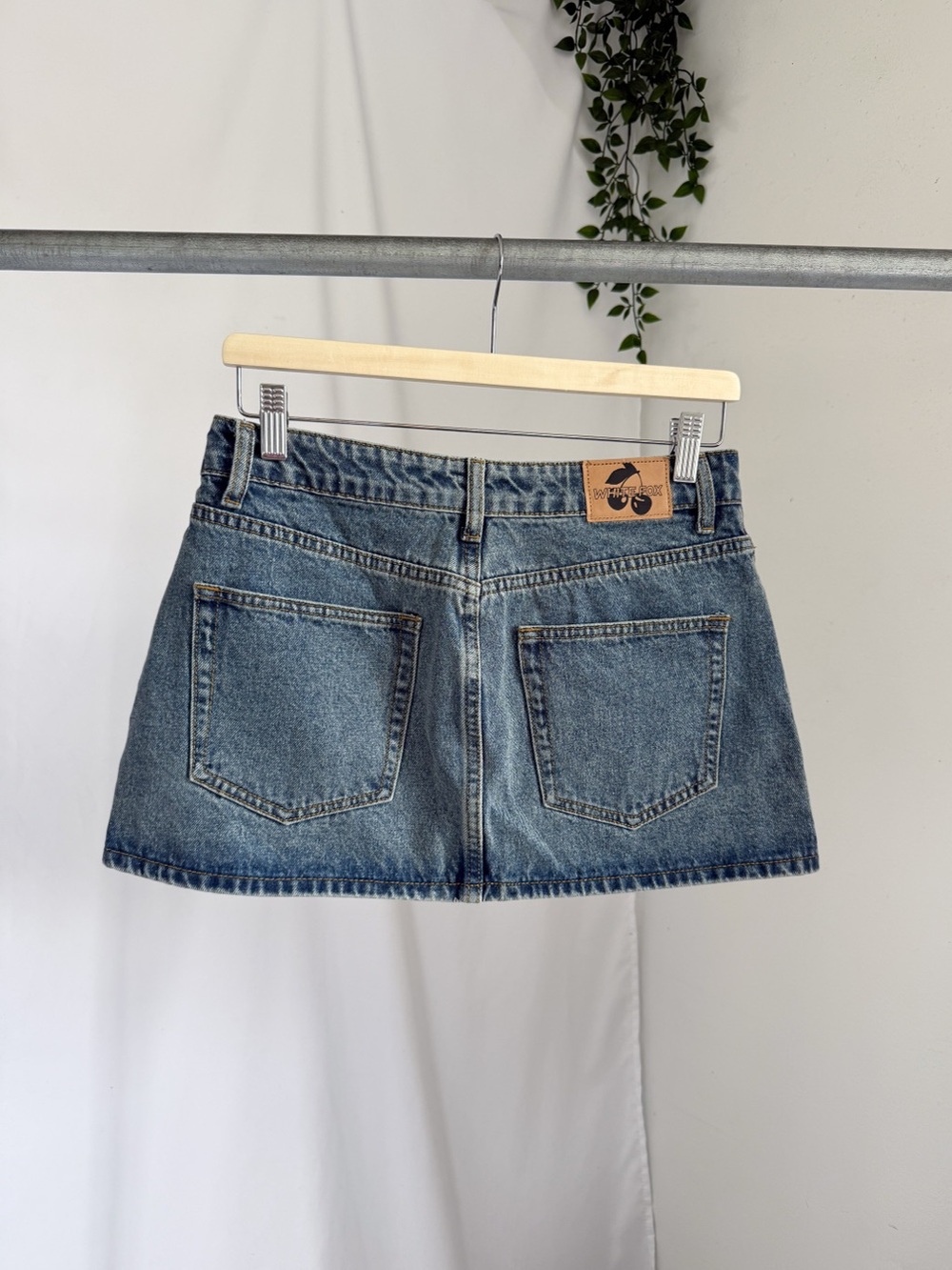White fox denim mini skirt